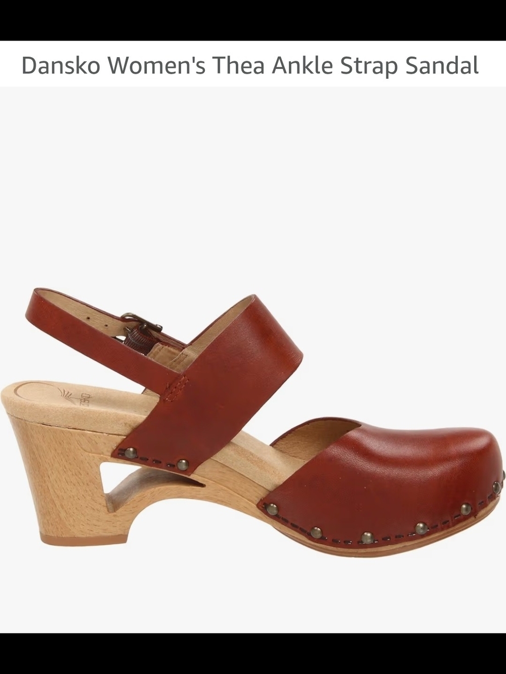 Dansko Thea Leather Ankle-Strap Clog in Chestnut